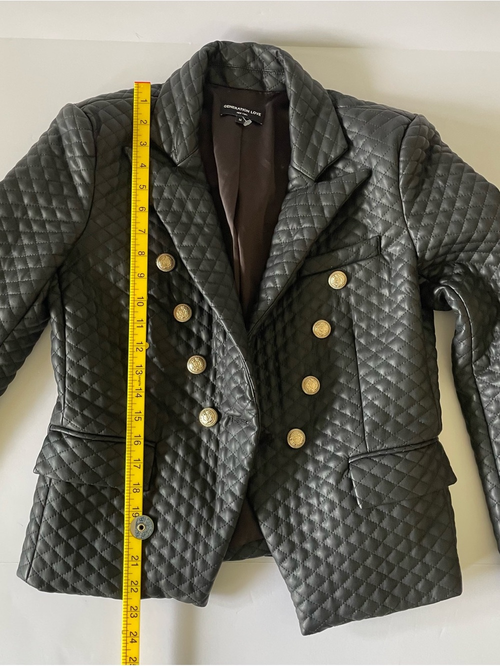 Generation Love Angie Quilted Vegan Leather Blazer Jacket Black 
Size M - Picture 10 of 13